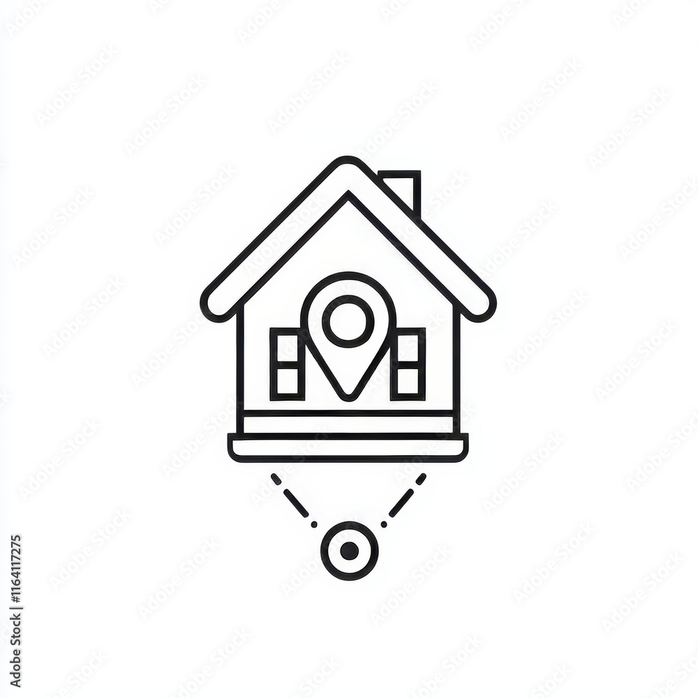 A sleek delivery location icon featuring a minimalist road path and geolocation details A sleek delivery location icon featuring a minimalist road path and geolocation details