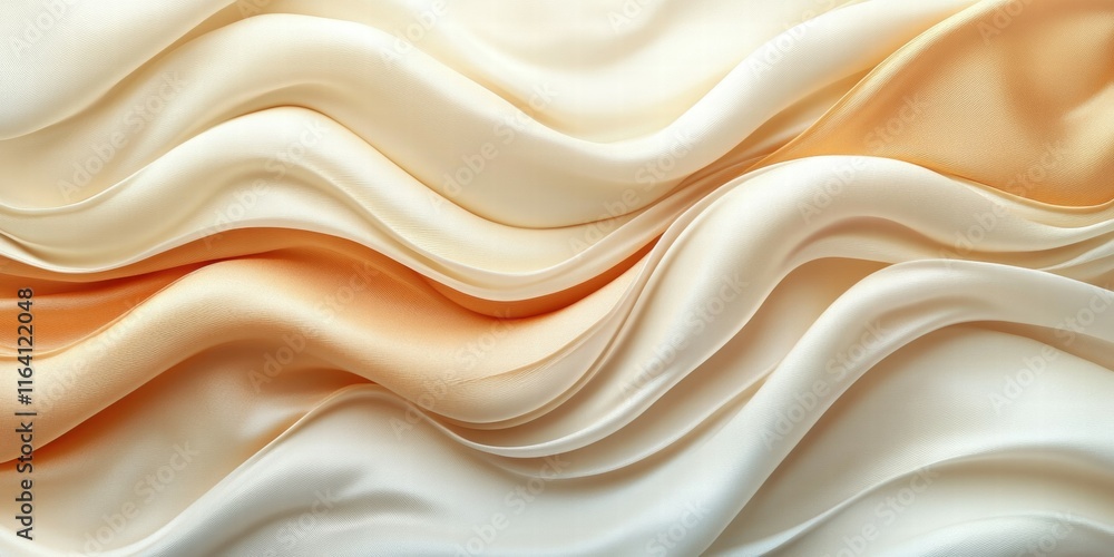 Obraz premium Flowing satin fabric in soft cream and peach tones.