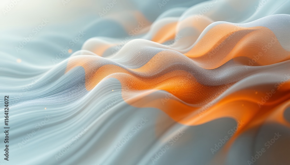 Obraz premium Abstract Orange and Grey Waves: A Digital Textile Design