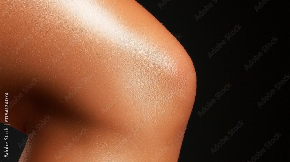 Naklejka premium Close-up of a woman rubbing her knee, emphasizing osteoarthritis management.