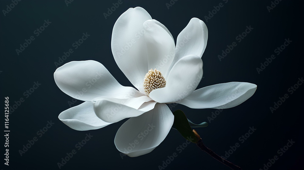 Fototapeta premium Minimalist White Flower Isolated on Black Background - Elegant Design