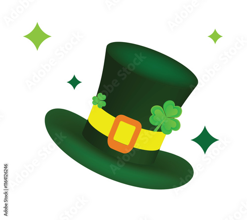 Realistic Hat of a Leprechaun Isolated on White. National Irish Holiday St. Patrick's Day vector art