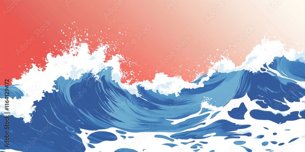 Obraz premium Abstract Ocean Waves with Coral Background