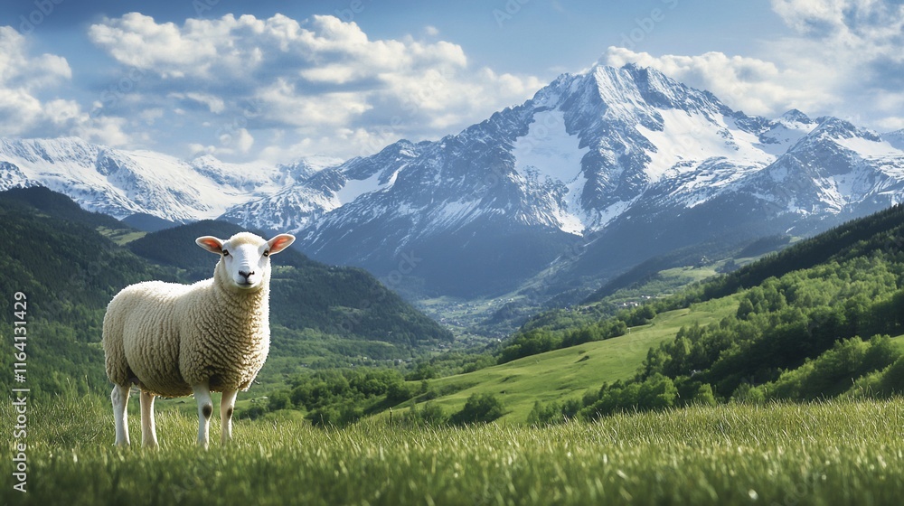 Fototapeta premium sheep on the mountain