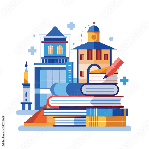 Flat design stack of books illustration