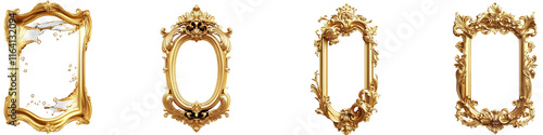 Four gold framed mirrors with intricate designs