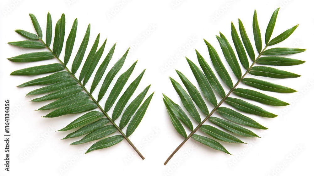 Fototapeta premium Green Tropical Palm Leaves Isolated on White Background for Nature and Decor Themes