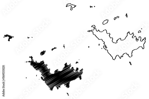 Saint Barthelemy island (France, French Republic, Overseas collectivity) map vector illustration, scribble sketch St. Barths or St. Barts map
