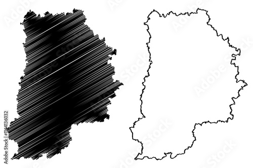 Seine-et-Marne Department (France, French Republic, Ile-de-France region) map vector illustration, scribble sketch Seine et Marne map