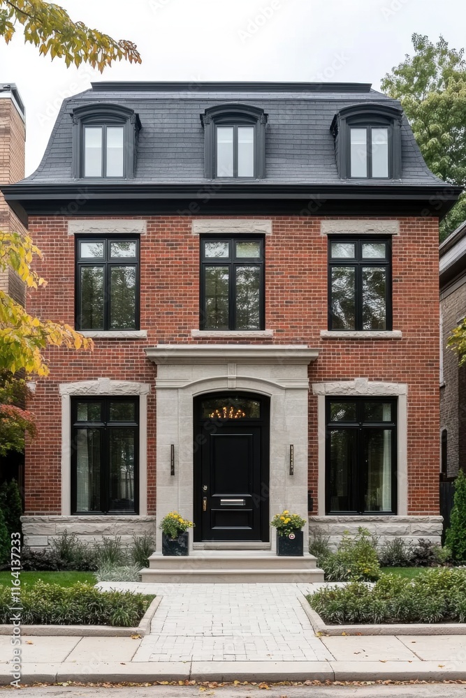 Elegant brick home with classic architecture and modern design features in a tranquil neighborhood setting Elegant brick home with classic architecture and modern design features in a tranquil neighborhood setting