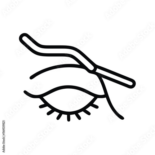 Eyebrow Tweezing Tools Black and White Vector Illustration