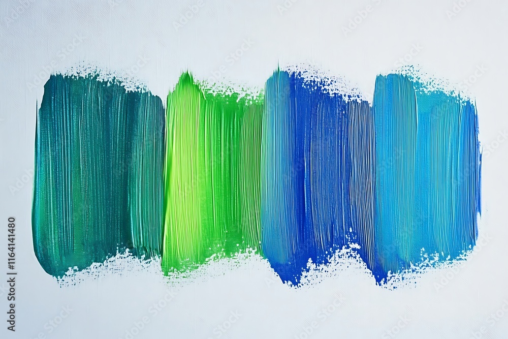 Blue and Green Gradient Brush Stroke Set Isolated on White Background Blue and Green Gradient Brush Stroke Set Isolated on White Background
