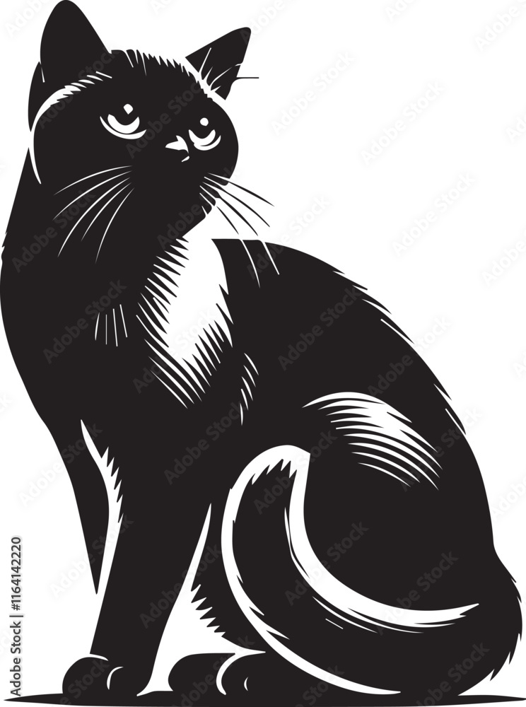 Obraz premium black and white cat