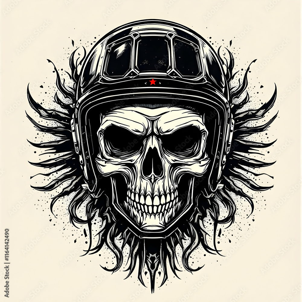 Obraz premium Skull head motorcycle logo