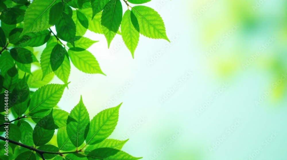 Vibrant Green Leaves Frame a Soft, Bright Background, Perfect for Spring or Summer Designs Featuring Lush Foliage and Natural Light Vibrant Green Leaves Frame a Soft, Bright Background, Perfect for Spring or Summer Designs Featuring Lush Foliage and Natural Light