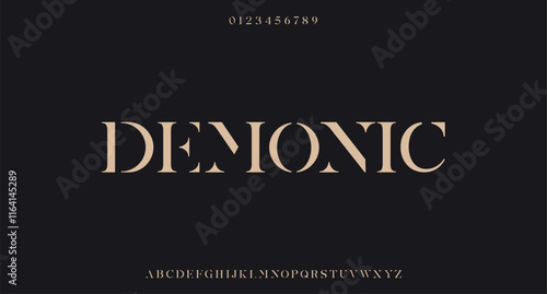 
Modern elegant alphabet design with uppercase, numbers and symbol