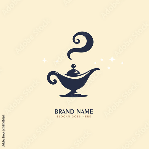 Genie magic lamp design logo concept. lantern lamp logo template. genie aladdin.