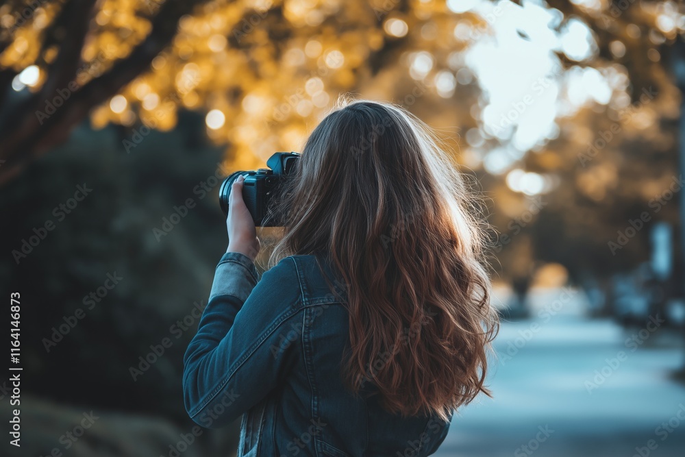 A photographer takes a picture, capturing beautiful moments and nature's stunning details as sunlight glows. A photographer takes a picture, capturing beautiful moments and nature's stunning details as sunlight glows.