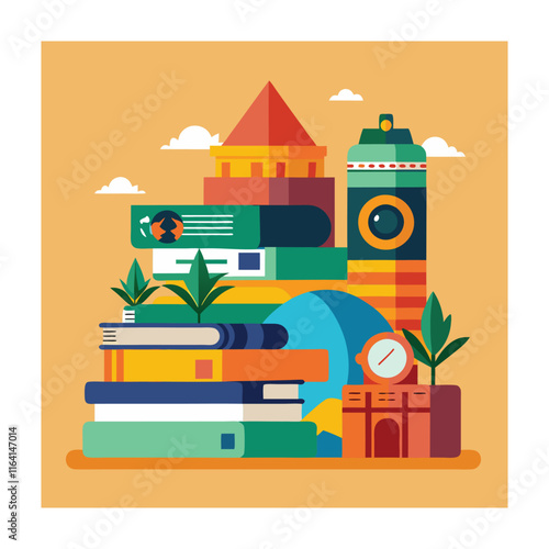 Flat design stack of books illustration