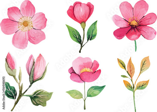 Wallpaper Mural set of pink and white flowers Torontodigital.ca