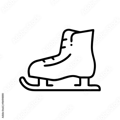 Black ice skate icon in simple line art style.