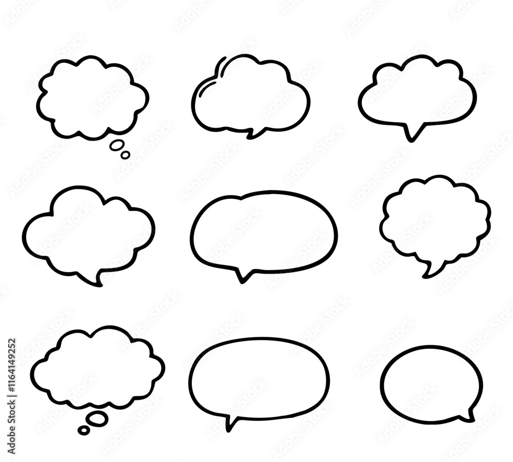 Stylish Hand Drawn Speech Bubble Frame Set Freehand Decorative Elements Stylish Hand Drawn Speech Bubble Frame Set Freehand Decorative Elements