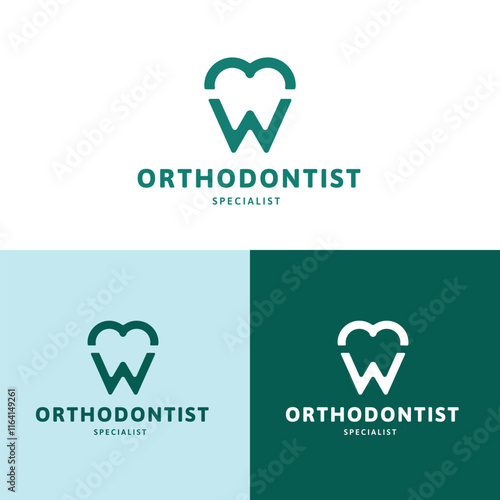Blue tooth design for orthodontist services with a slogan. Suitable for dental clinics, orthodontist offices, and advertising campaigns.