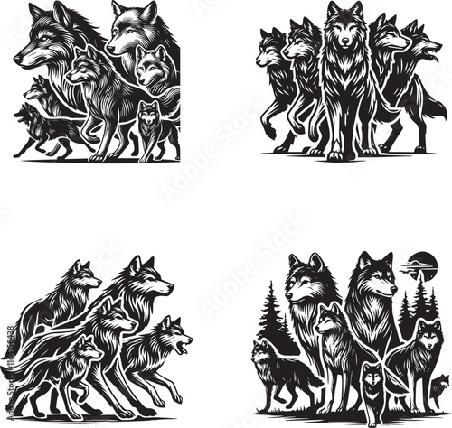 Wolf Pack Silhouette