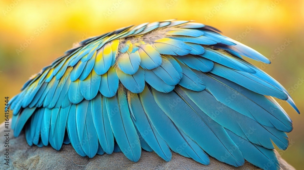 Fototapeta premium Bright and detailed parrot feathers in a natural setting 