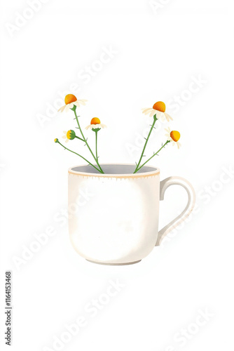 Wallpaper Mural Chamomile flowers in a white mug Torontodigital.ca