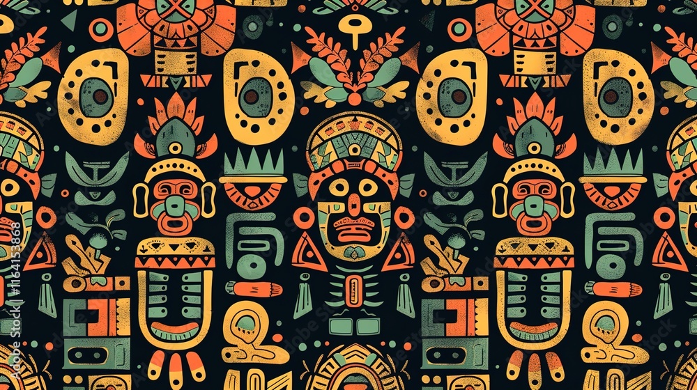 Fototapeta premium aztec seamless pattern wallpaper
