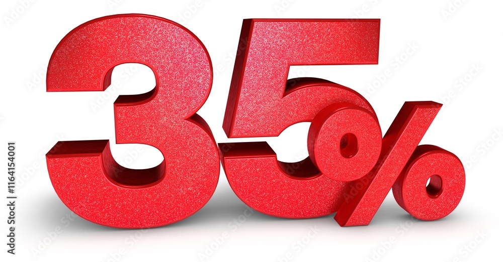 3d render, 35% isolated with Red Color on white background 3D illustration 3d render, 35% isolated with Red Color on white background 3D illustration