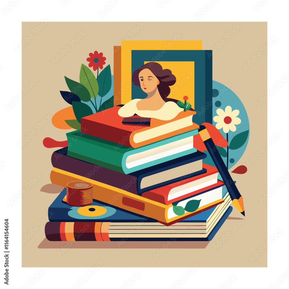 Flat design stack of books illustration Flat design stack of books illustration