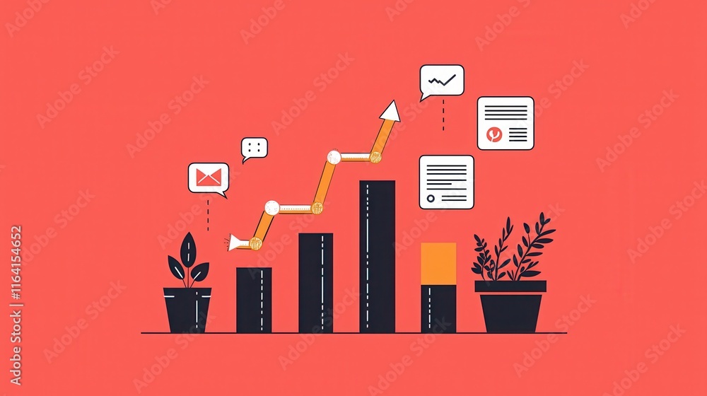 Obraz premium Graph visualization of social media insights in digital marketing