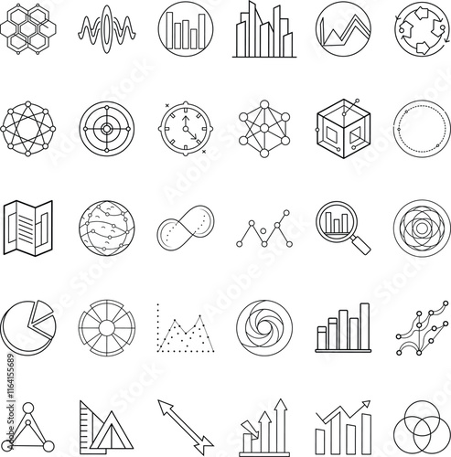 Data Analysis Icons Charts, Graphs, Networks, and More