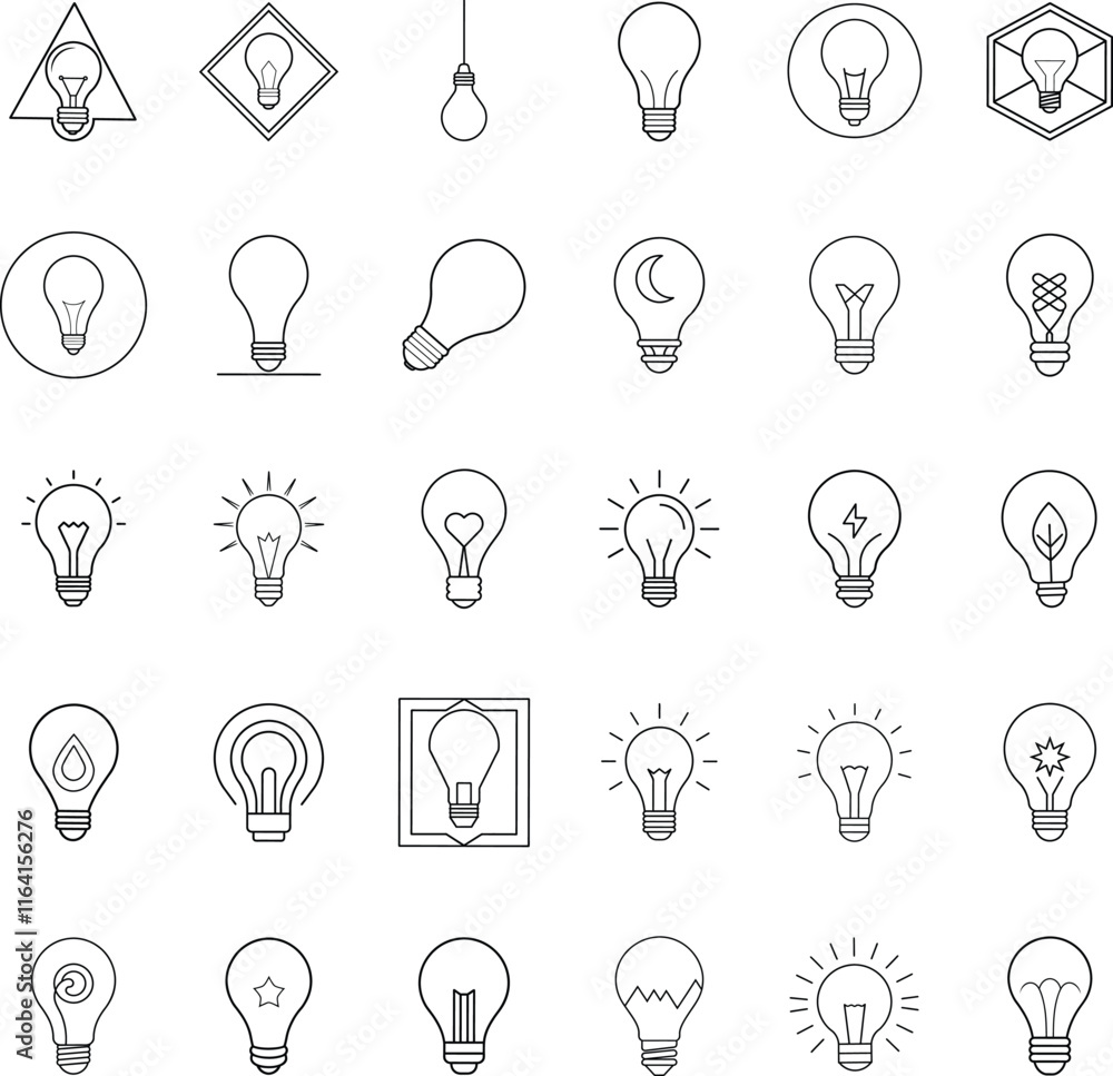 Lightbulb Icons Ideas, Innovation, Creativity, Design, Inspiration, Symbols, Concepts, Minimalist, L Lightbulb Icons Ideas, Innovation, Creativity, Design, Inspiration, Symbols, Concepts, Minimalist, L