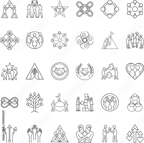 Teamwork Collaboration Partnership Unity Network Connection Synergy Group Icons
