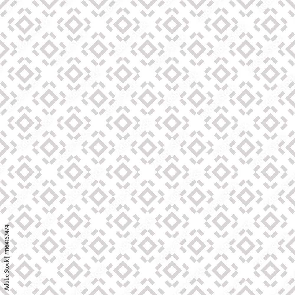 Simple geometric seamless pattern with small square shapes, lines, diamonds. Subtle gray and white pixel art texture. Abstract minimalist vector background. Stylish repeated design for decor, fabric Simple geometric seamless pattern with small square shapes, lines, diamonds. Subtle gray and white pixel art texture. Abstract minimalist vector background. Stylish repeated design for decor, fabric