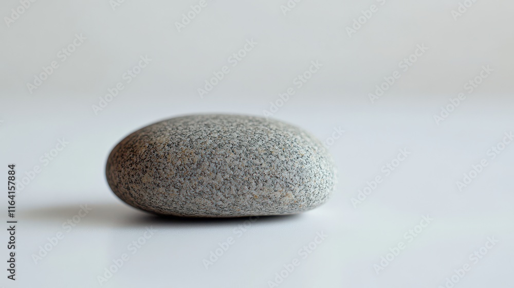 Smooth pebble on white surface with soft diffused light Smooth pebble on white surface with soft diffused light