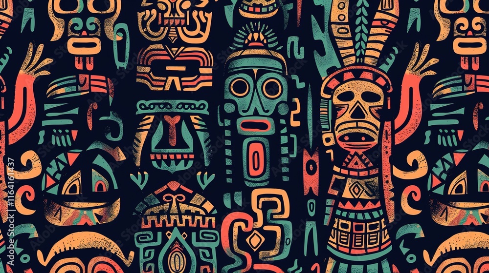 Fototapeta premium aztec seamless pattern wallpaper