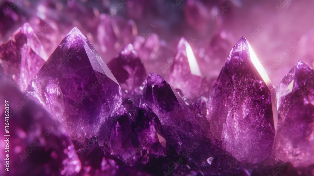 Intricate Amethyst Crystals with Reflective Surfaces Intricate Amethyst Crystals with Reflective Surfaces