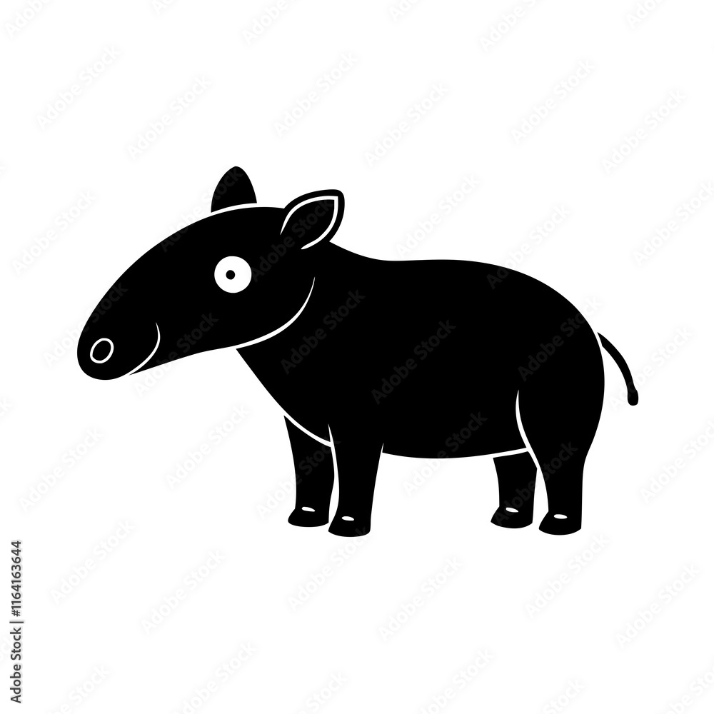 Obraz premium Tapir cartoon vector silhouette