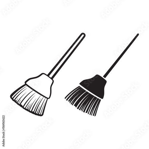 broom line art vector silhouette outline illustration