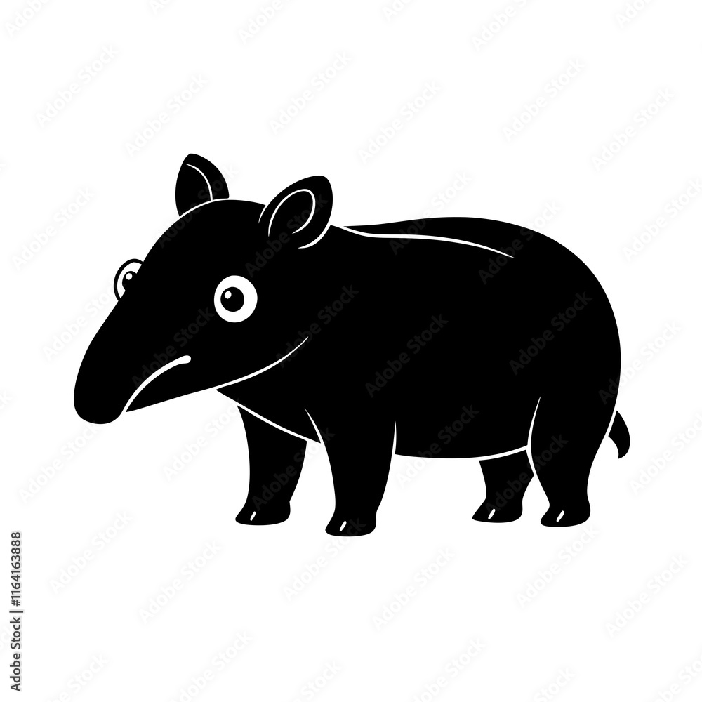 Fototapeta premium Tapir cartoon vector silhouette