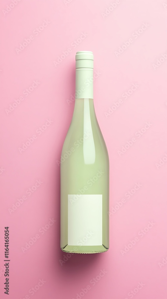 Wine bottle Mock up concept. Pastel background, modern wine bottle with a minimalist label Wine bottle Mock up concept. Pastel background, modern wine bottle with a minimalist label