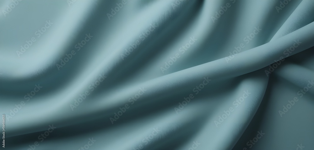 Obraz premium Close-up of Draped Teal Fabric Texture