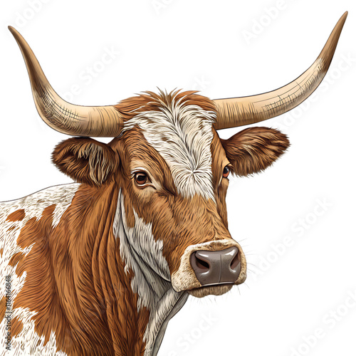Texas longhorn cow front view cattle portrait