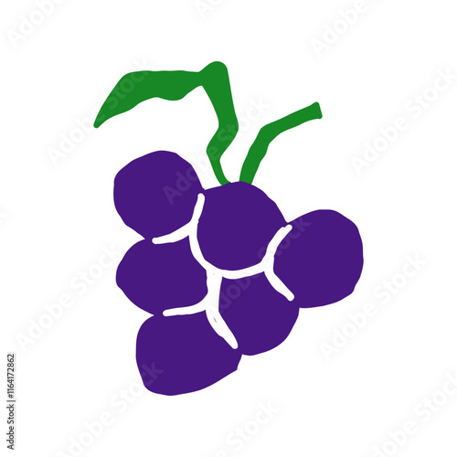 Grape. Geometry minimalistic organic fruit. Doodle style icon. Vector cartoon flat isolated illustration