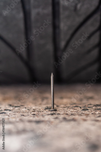 Nail in front of a tyre