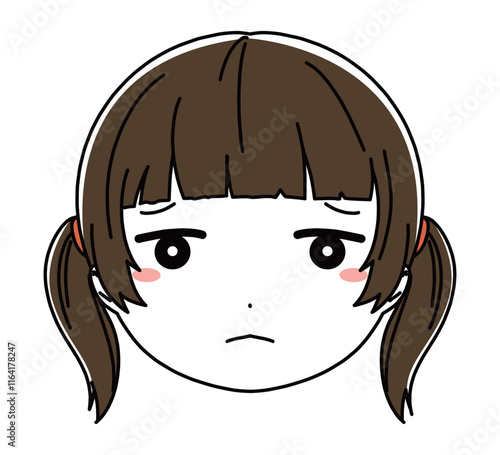 女の子の顔のアイコンイラスト